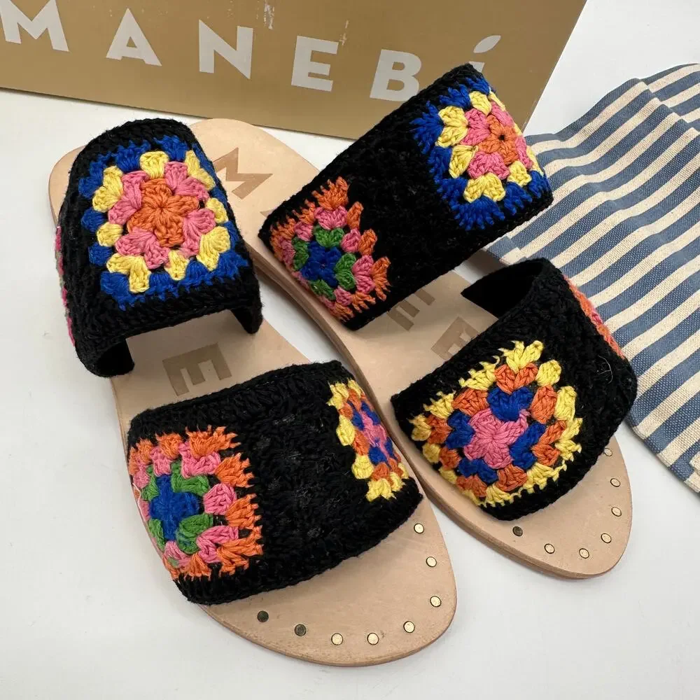 MANEBI x Evereve New in Box Crochet Double Strap Sandal // 7.5